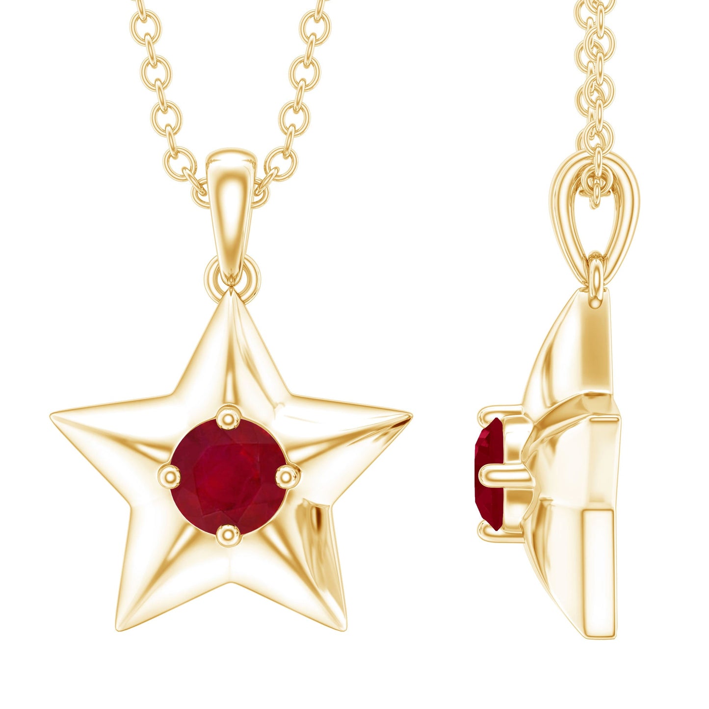 Genuine Ruby Star Pendant for Women