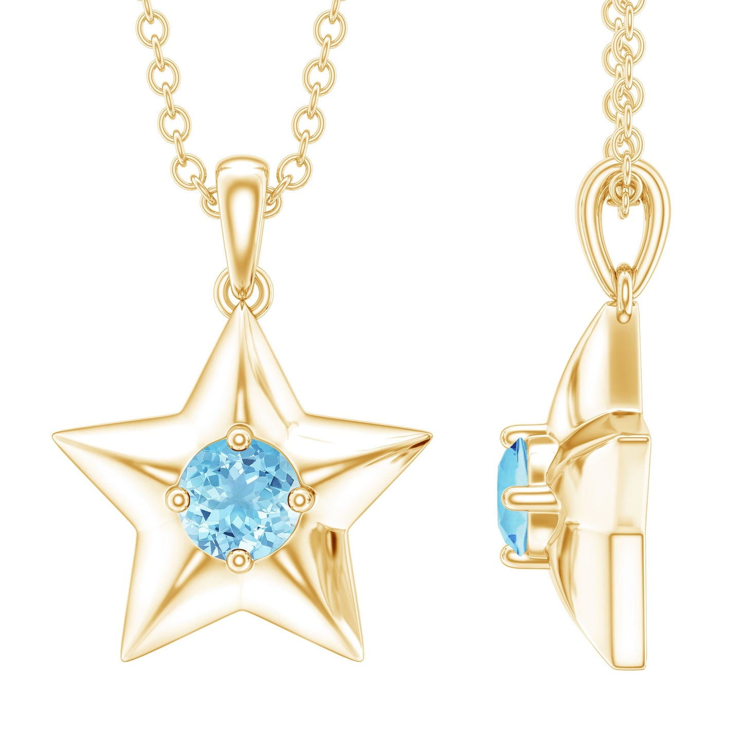 Natural Aquamarine Star of David Necklace for Women