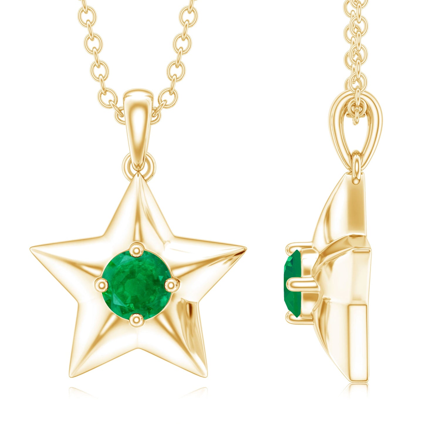 Natural Half Carat Emerald Star Pendant Necklace for Women
