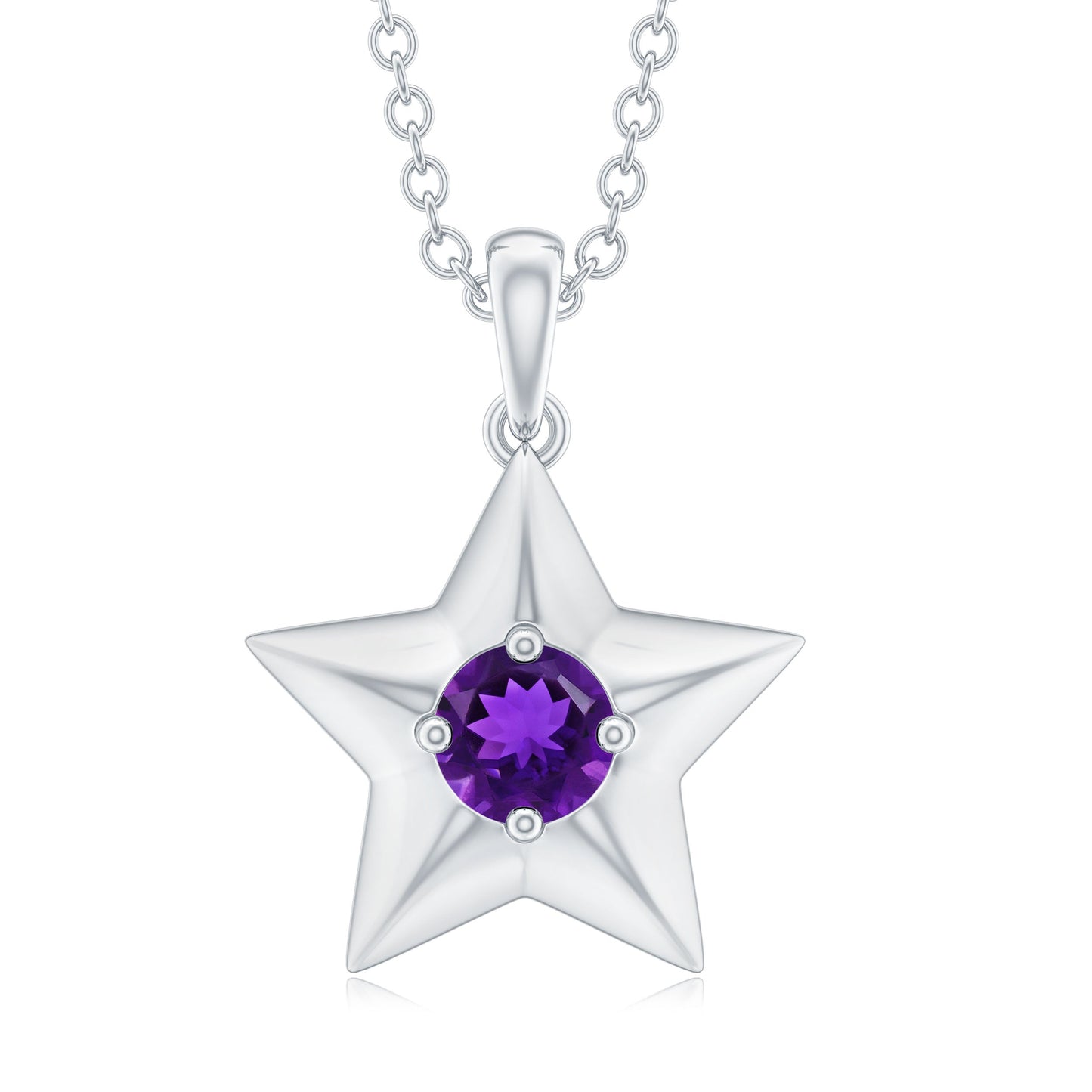 Natural Amethyst Star Of David Necklace with Chain