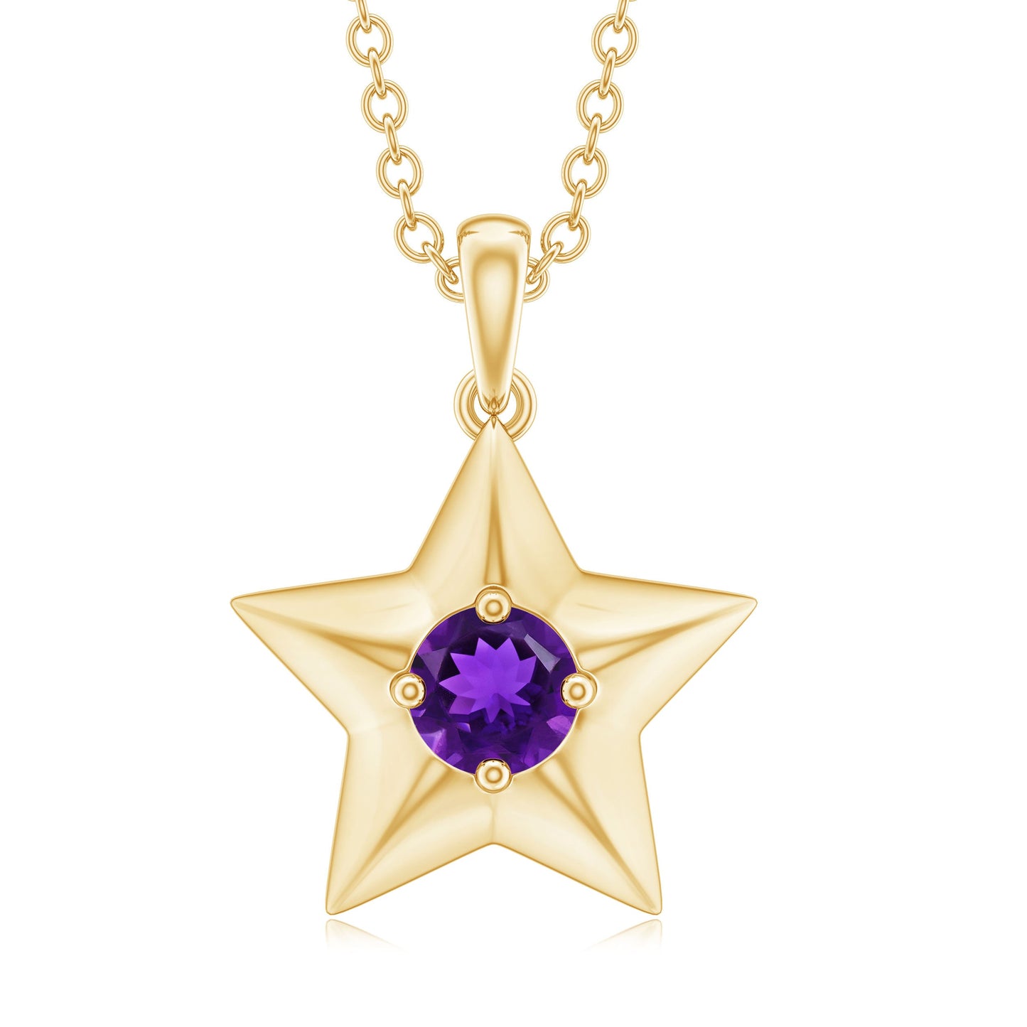 Natural Amethyst Star Of David Necklace with Chain