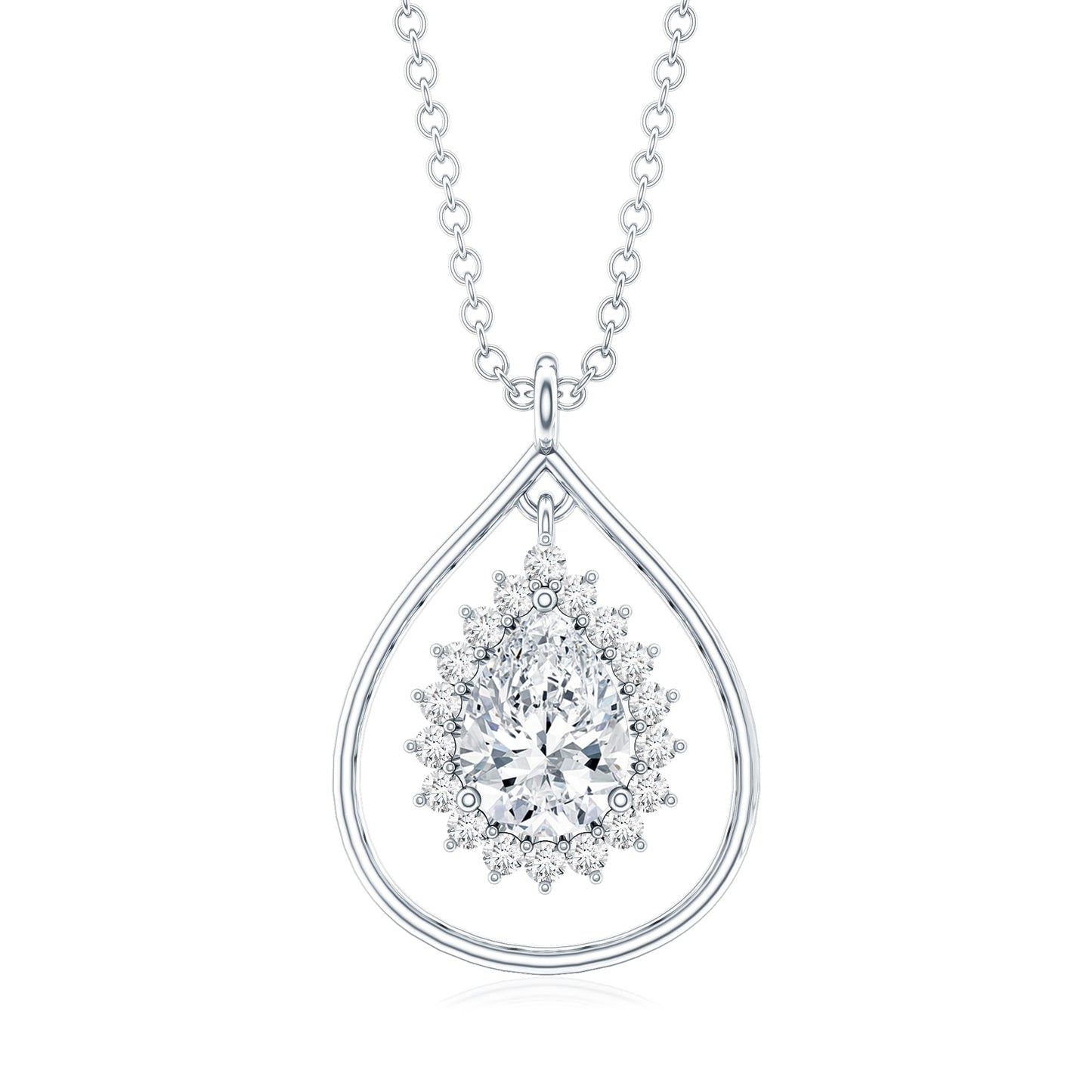 Certified 0.7 Carat Moissanite Teardrop Pendant Necklace