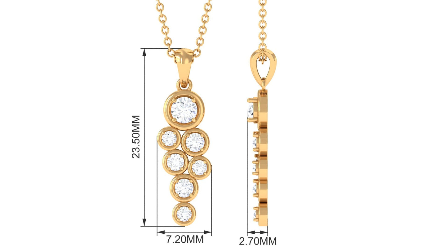 Certified Moissanite Cluster Dangle Pendant in Bezel Setting