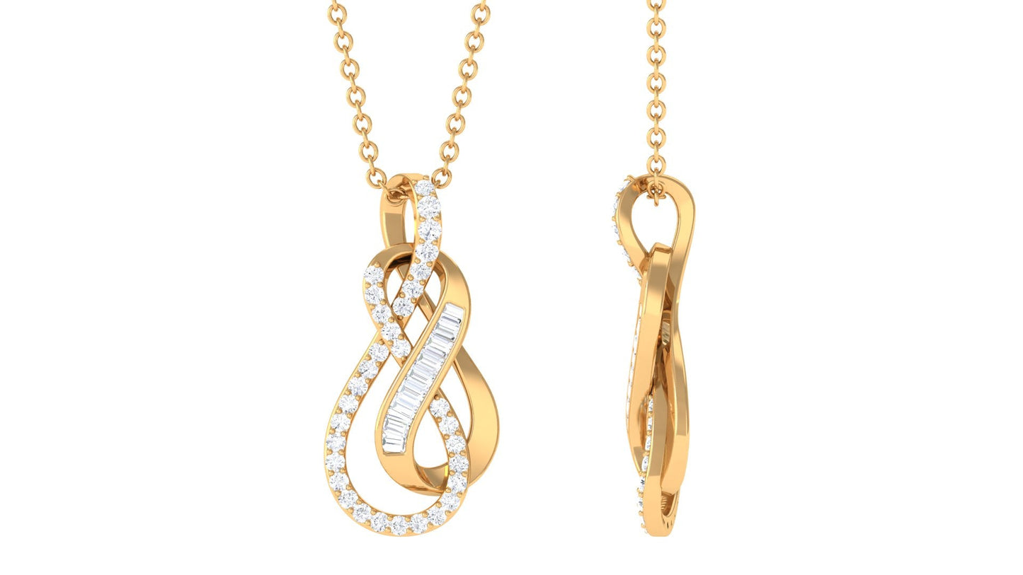 Twin Interlock Infinity Pendant Necklace with Natural Diamond