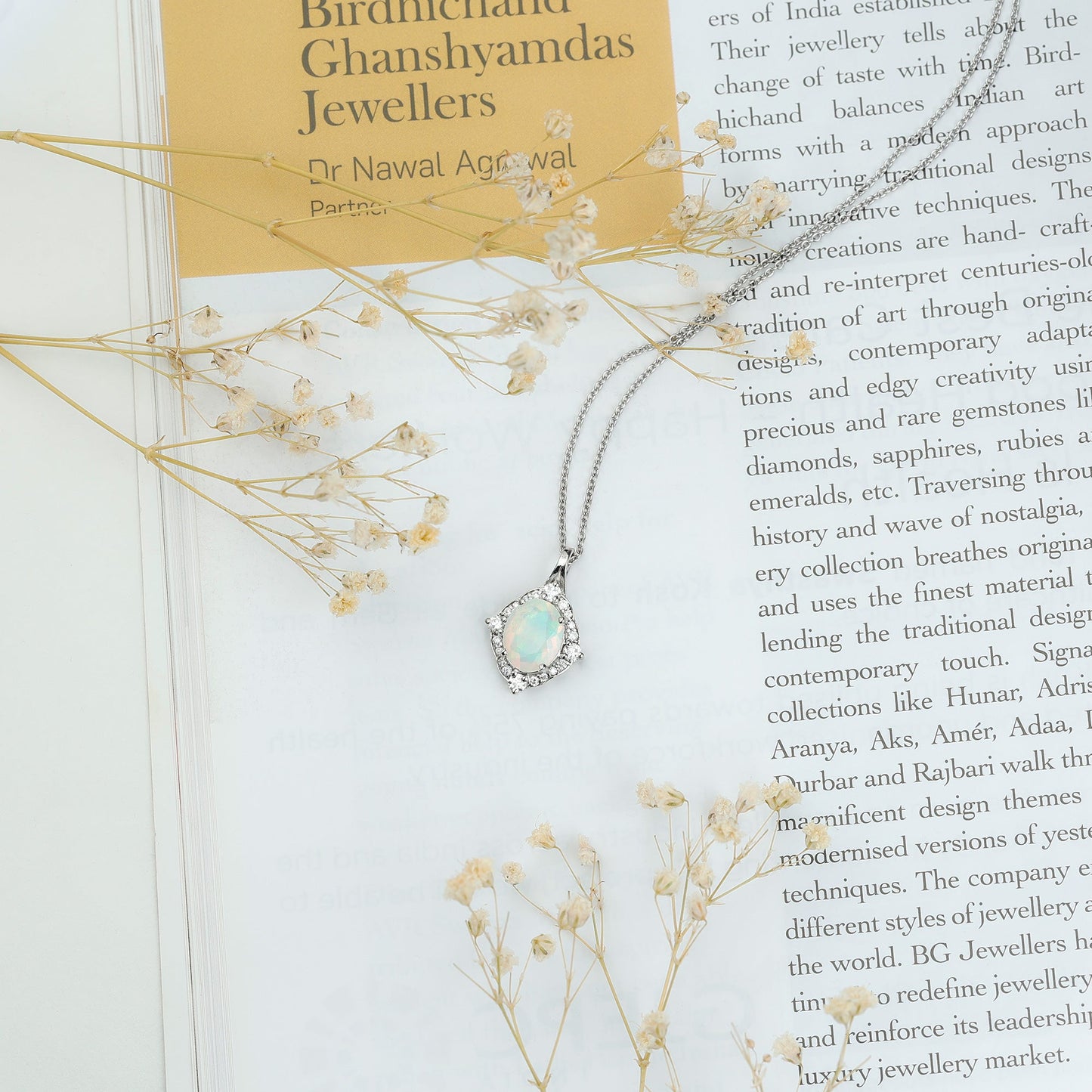 Vintage Inspired Oval Ethiopian Opal Halo Necklace with Chain
