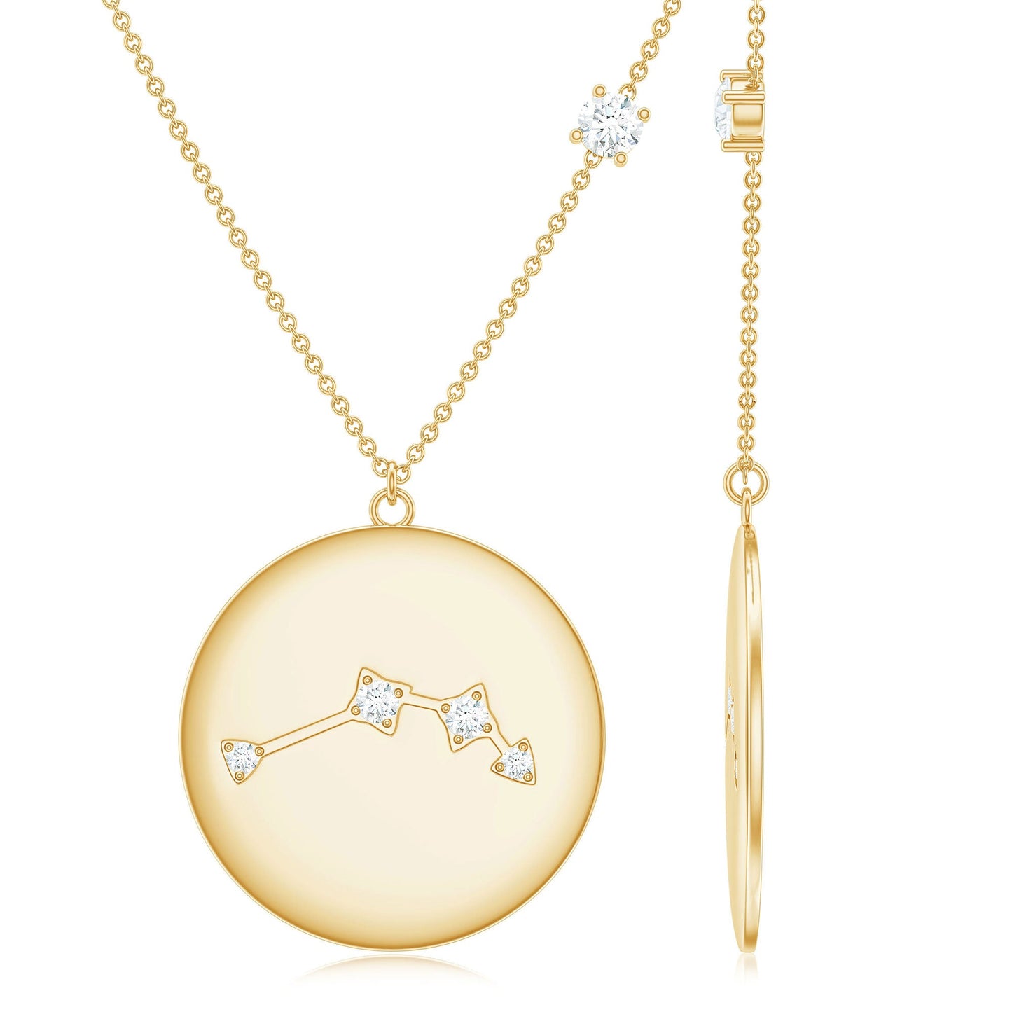 Certified Moissanite Aries Zodiac Pendant Necklace