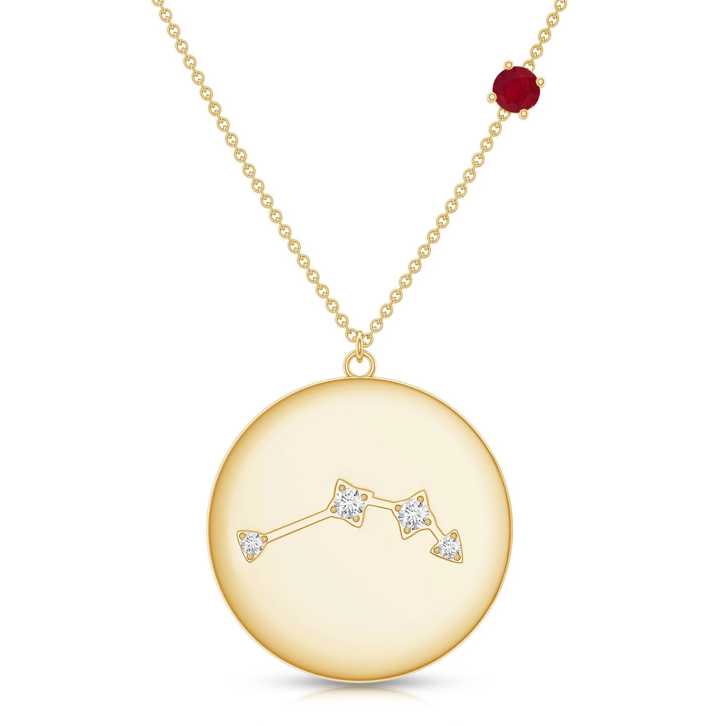Genuine Ruby and Diamond Cancer Constellation Necklace