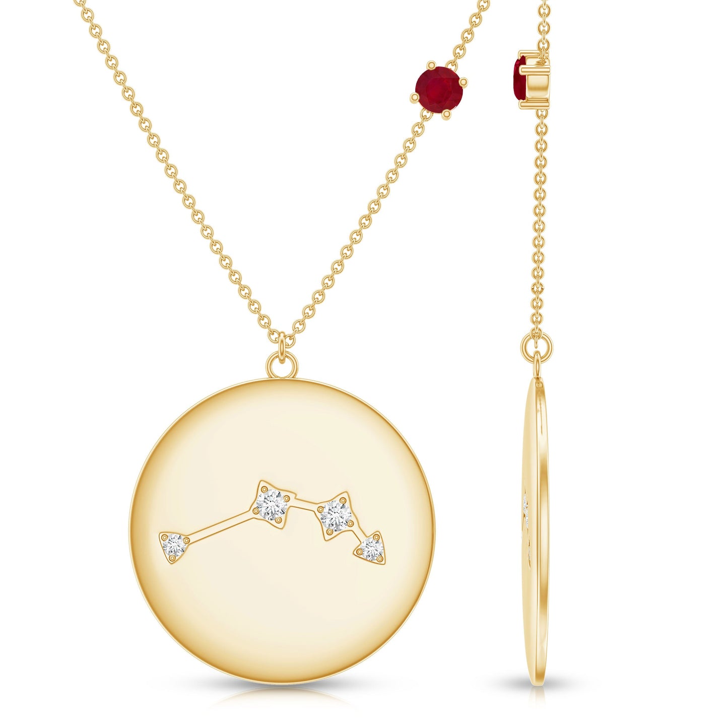 Genuine Ruby and Diamond Cancer Constellation Necklace