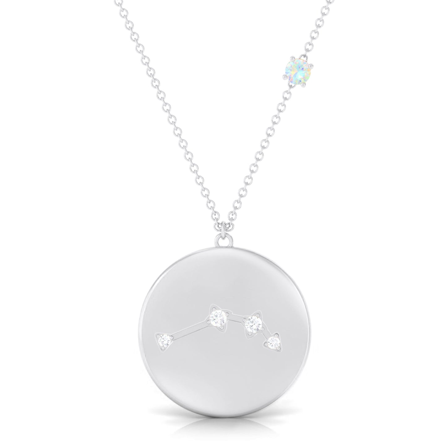 Natural Ethiopian Opal Diamond Zodiac Libra Constellation Necklace