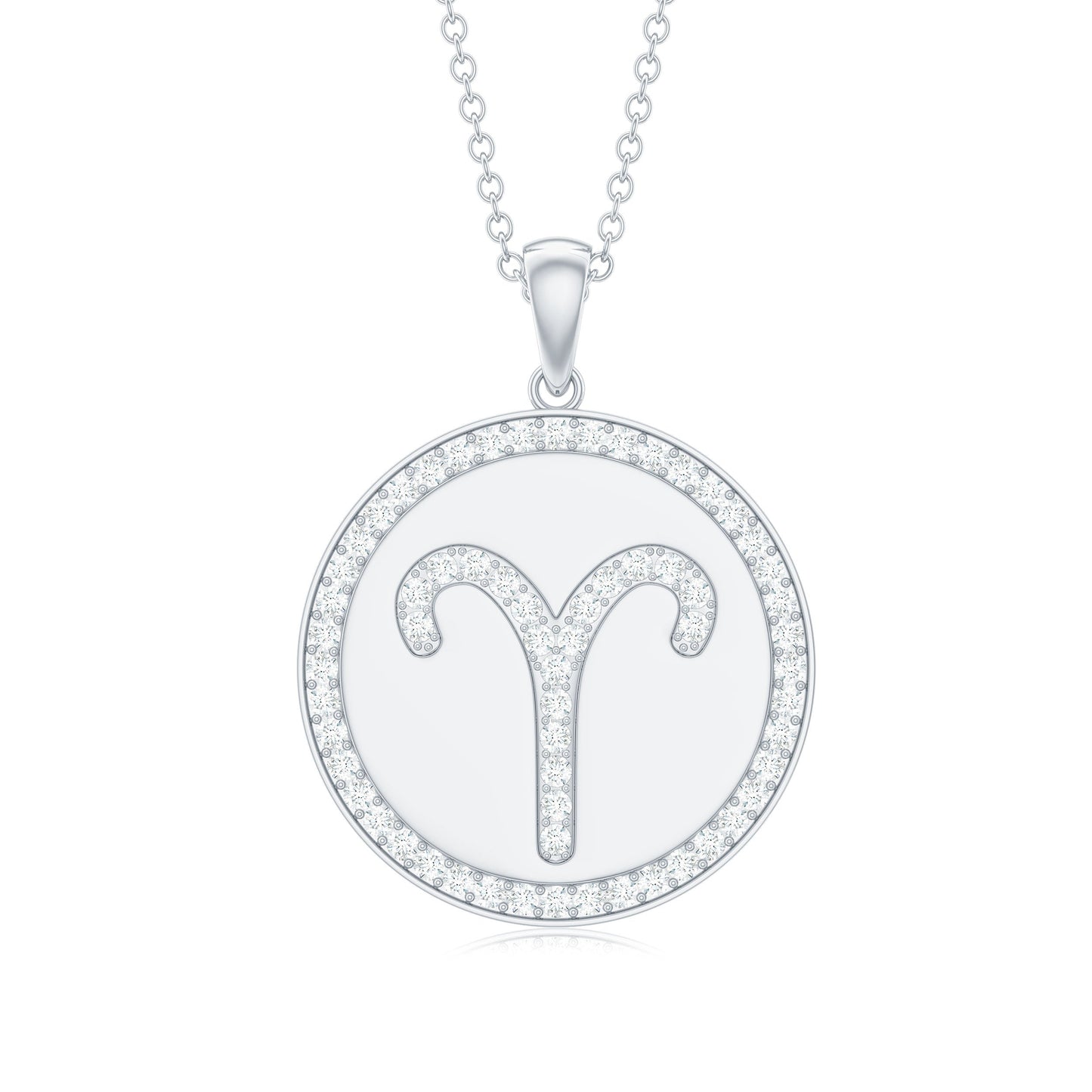 Certified Moissanite Aries Zodiac Disc Pendant