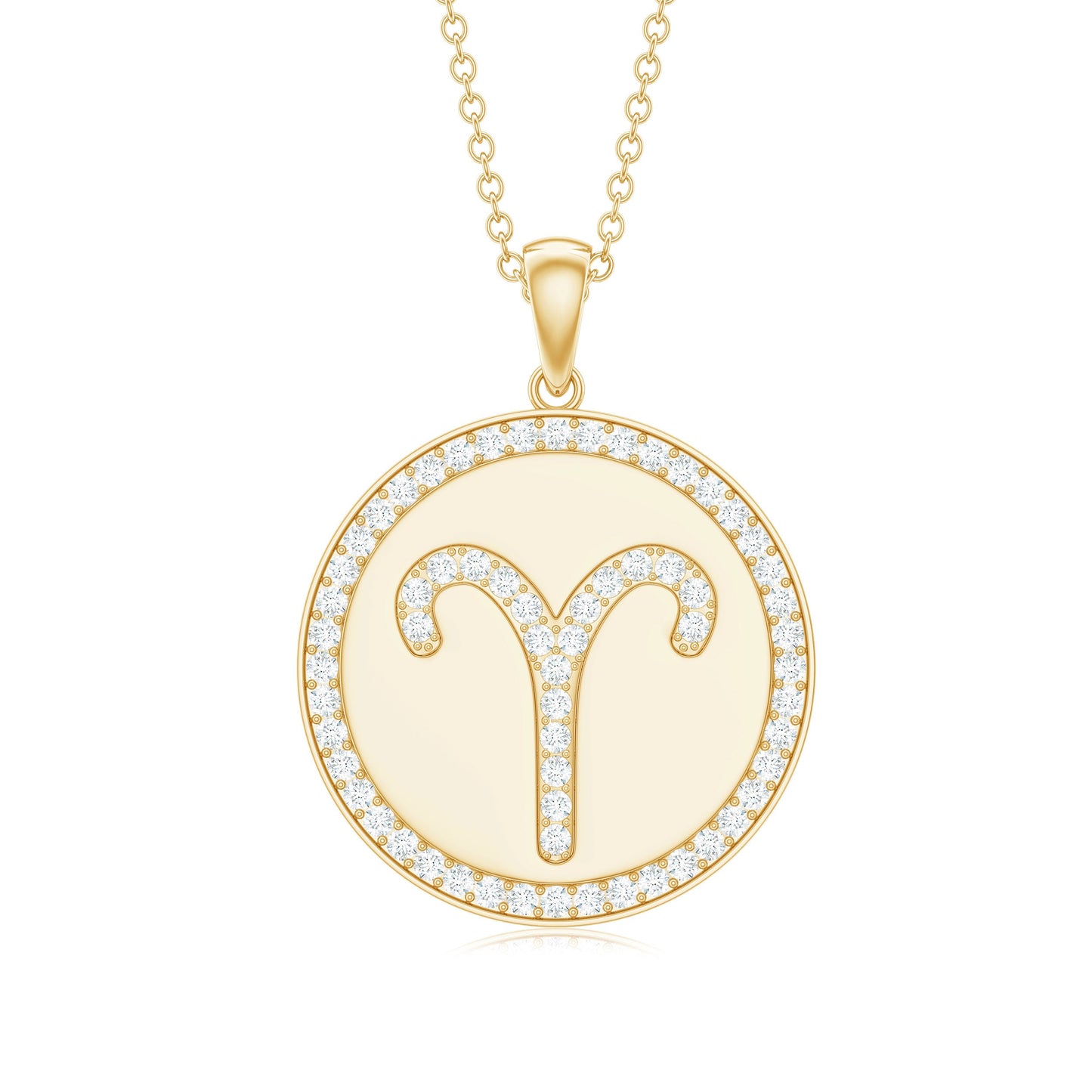 Certified Moissanite Aries Zodiac Disc Pendant