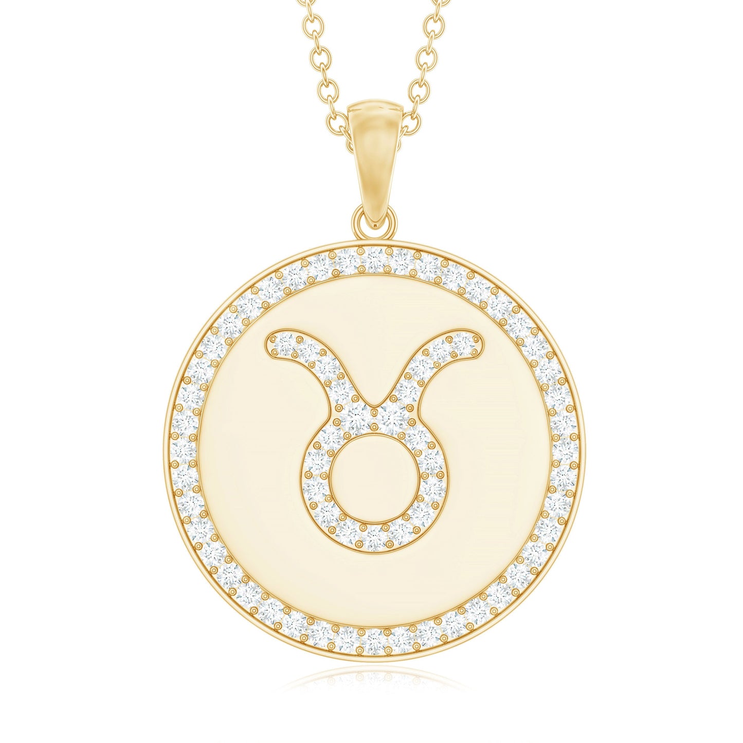Certified Moissanite Taurus Zodiac Coin Necklace Pendant