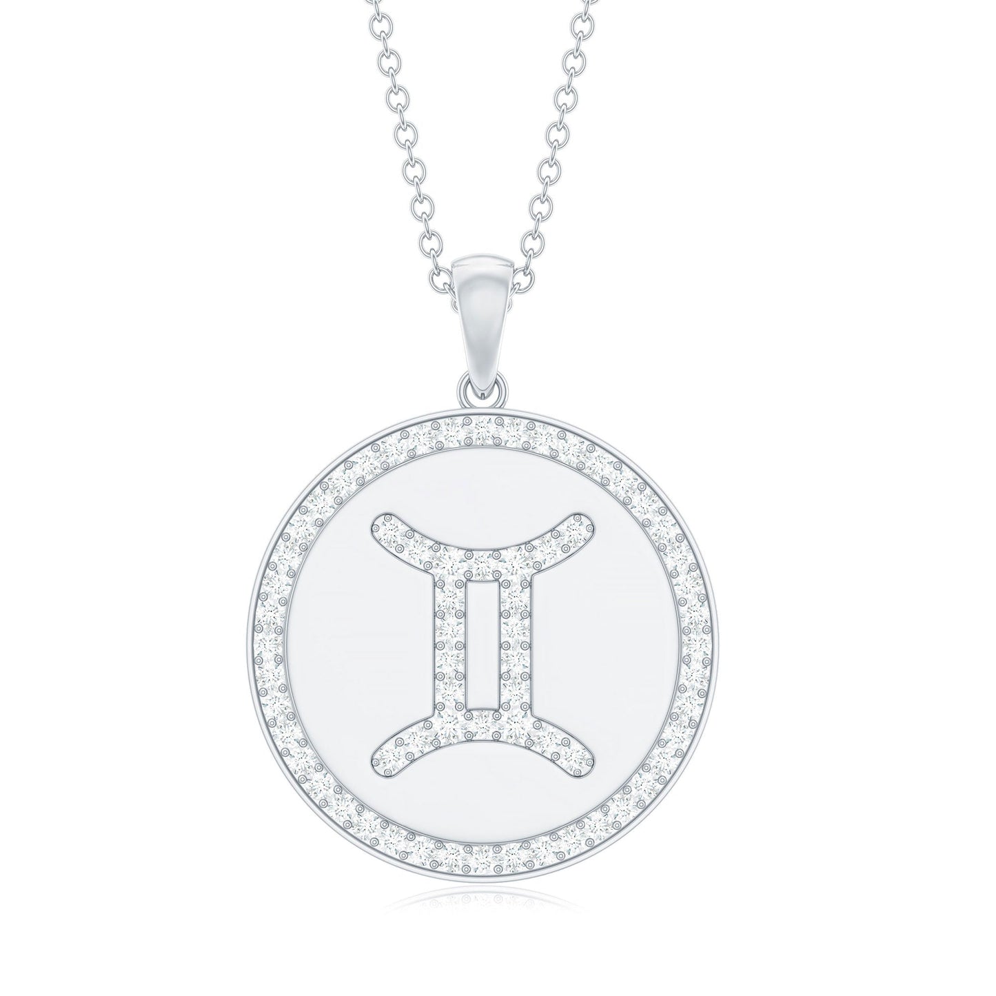 Gemini Zodiac Sign Pendant with Pave Set Moissanite
