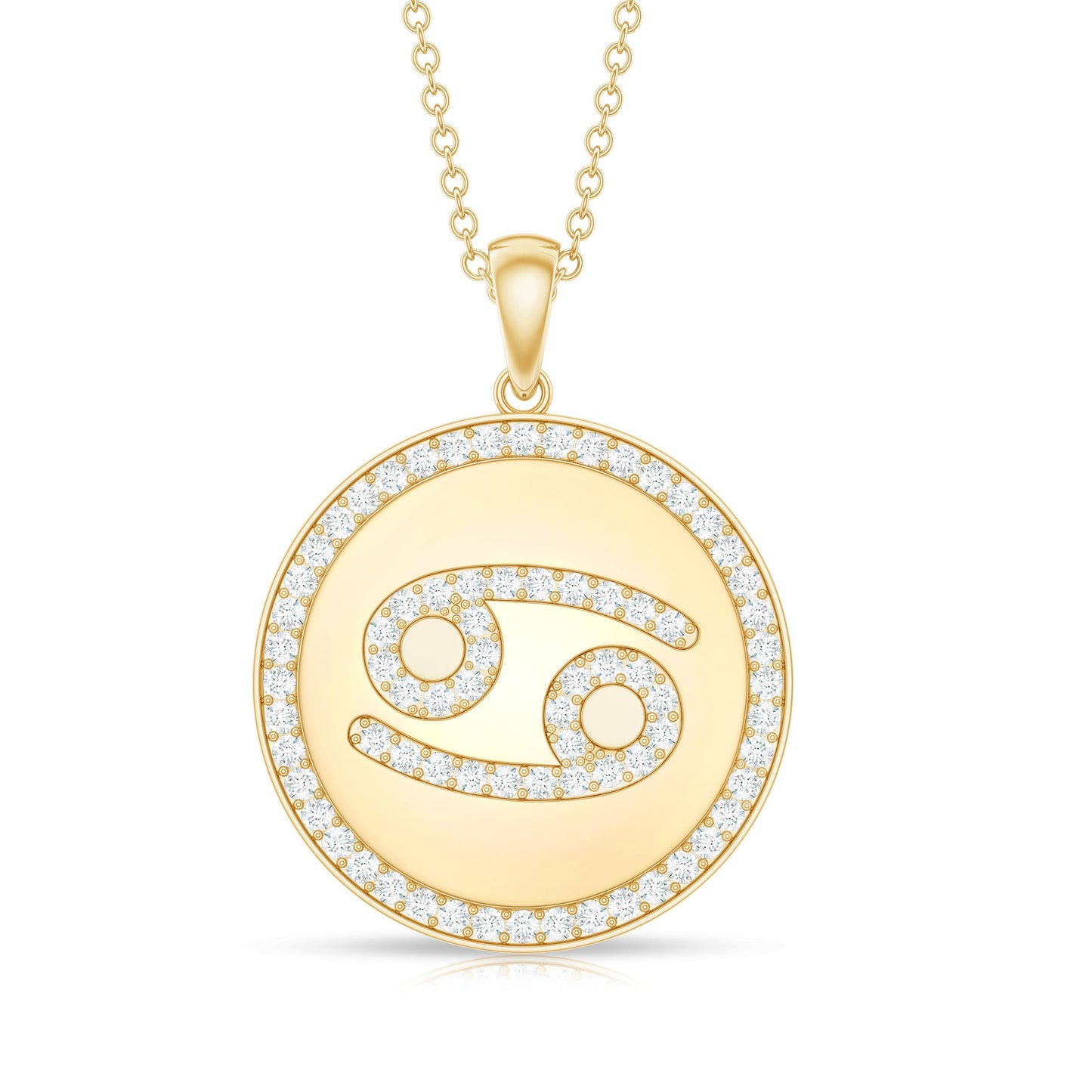 Pave Set Moissanite and Disc Cancer Sign Necklace