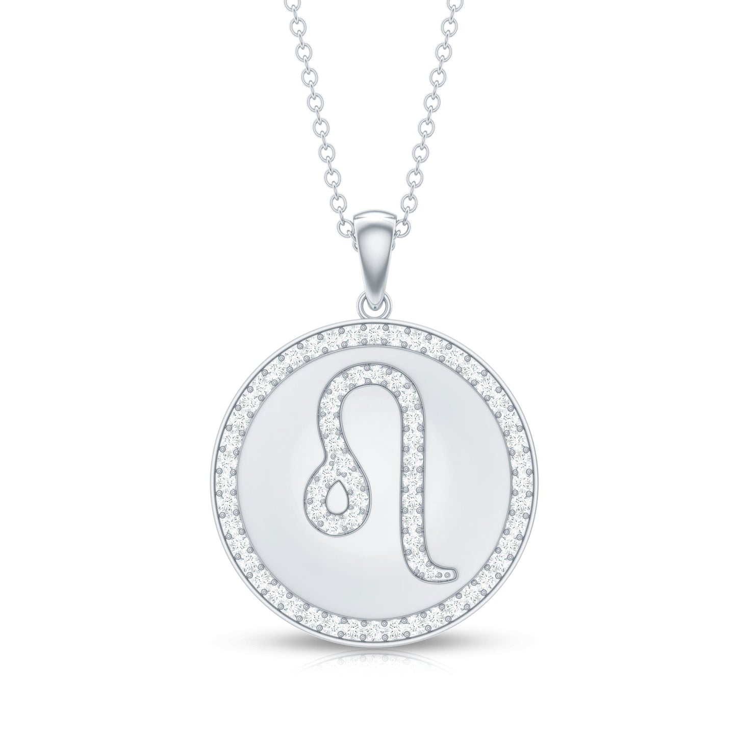 Certified Moissanite Zodiac Leo Pendant with Disc