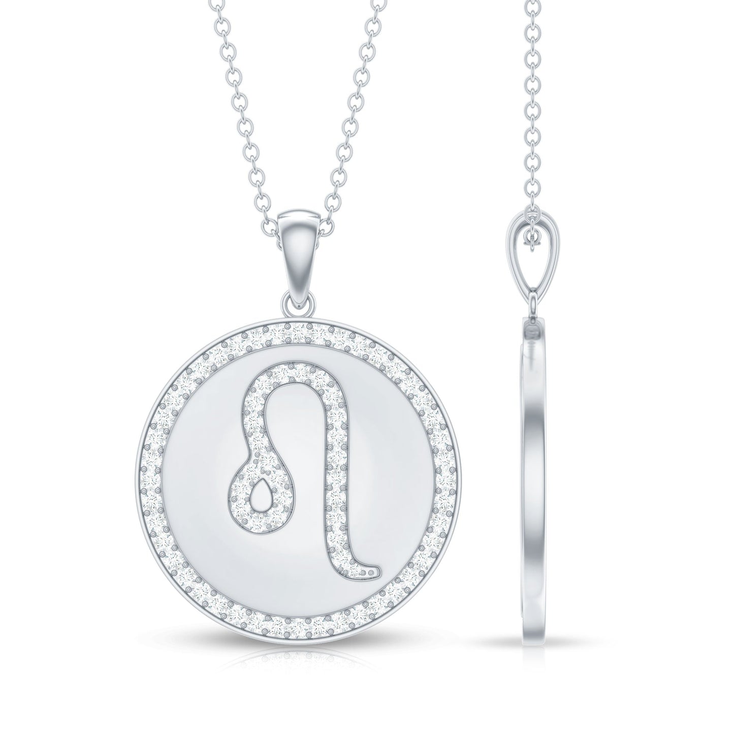 Certified Moissanite Zodiac Leo Pendant with Disc