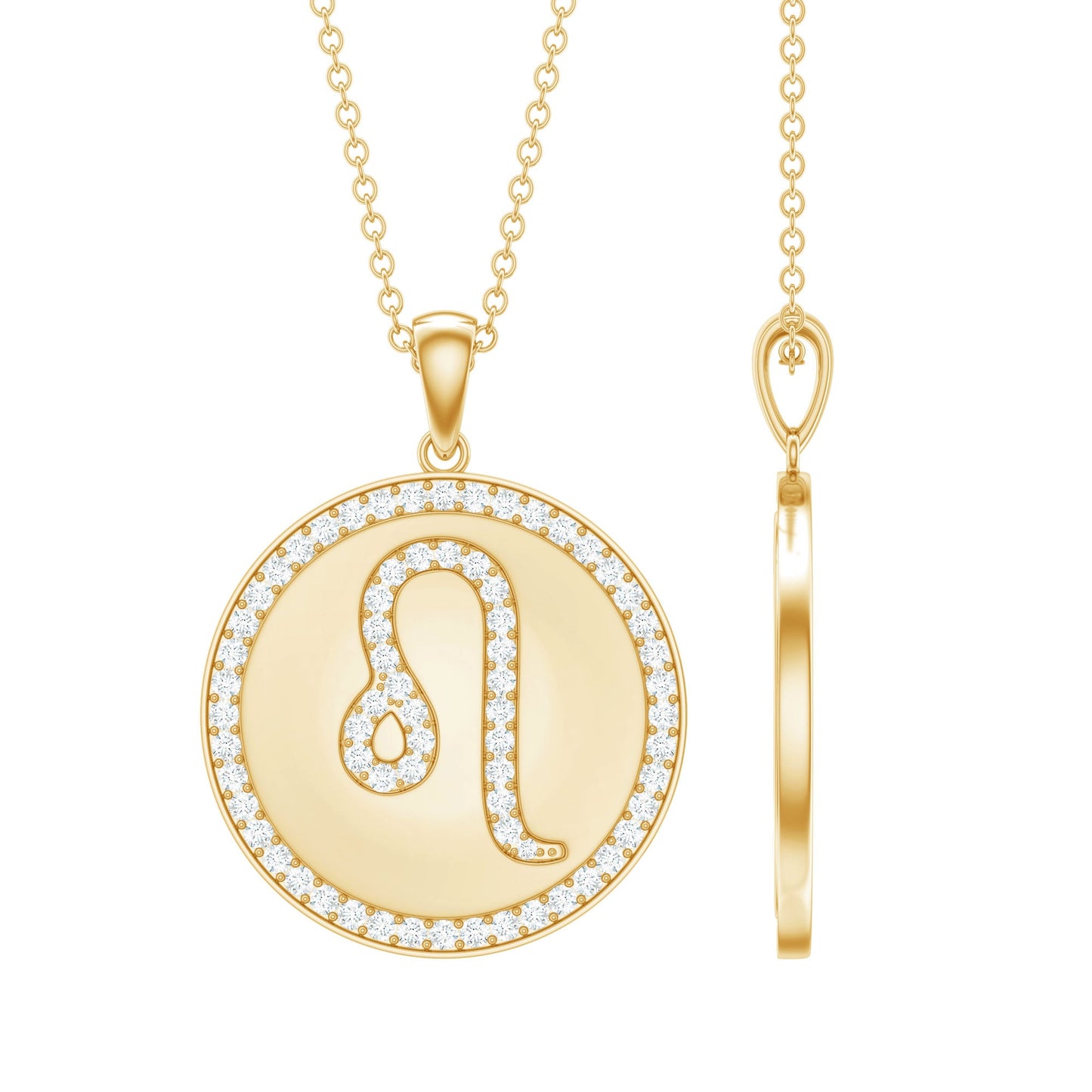 Certified Moissanite Zodiac Leo Pendant with Disc