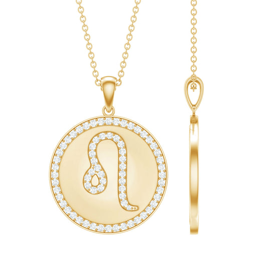 Certified Moissanite Zodiac Leo Pendant with Disc