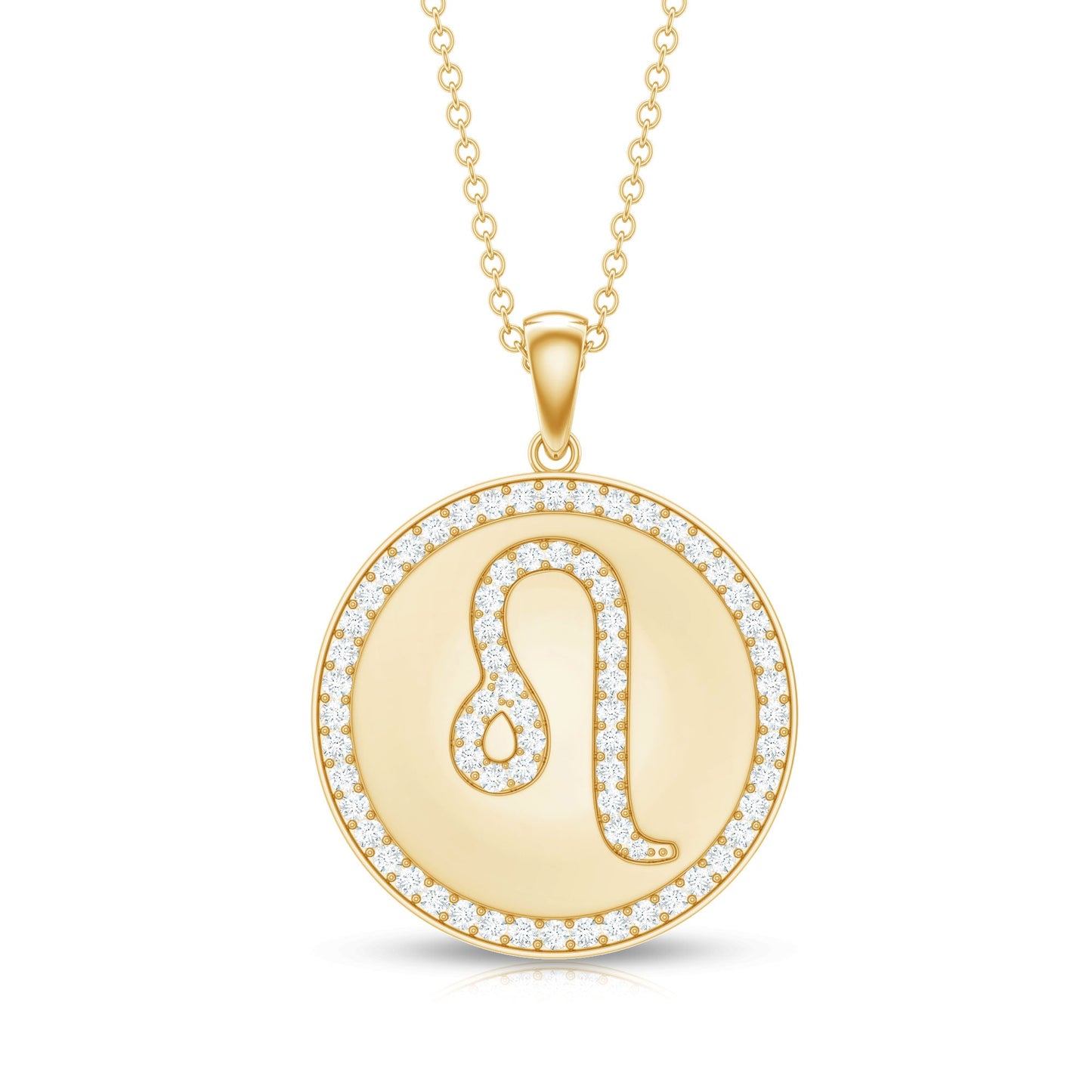 Certified Moissanite Zodiac Leo Pendant with Disc