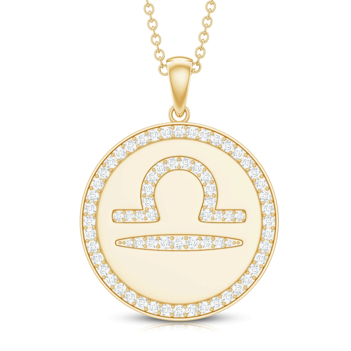 Certified Moissanite and Disc Libra Zodiac Pendant