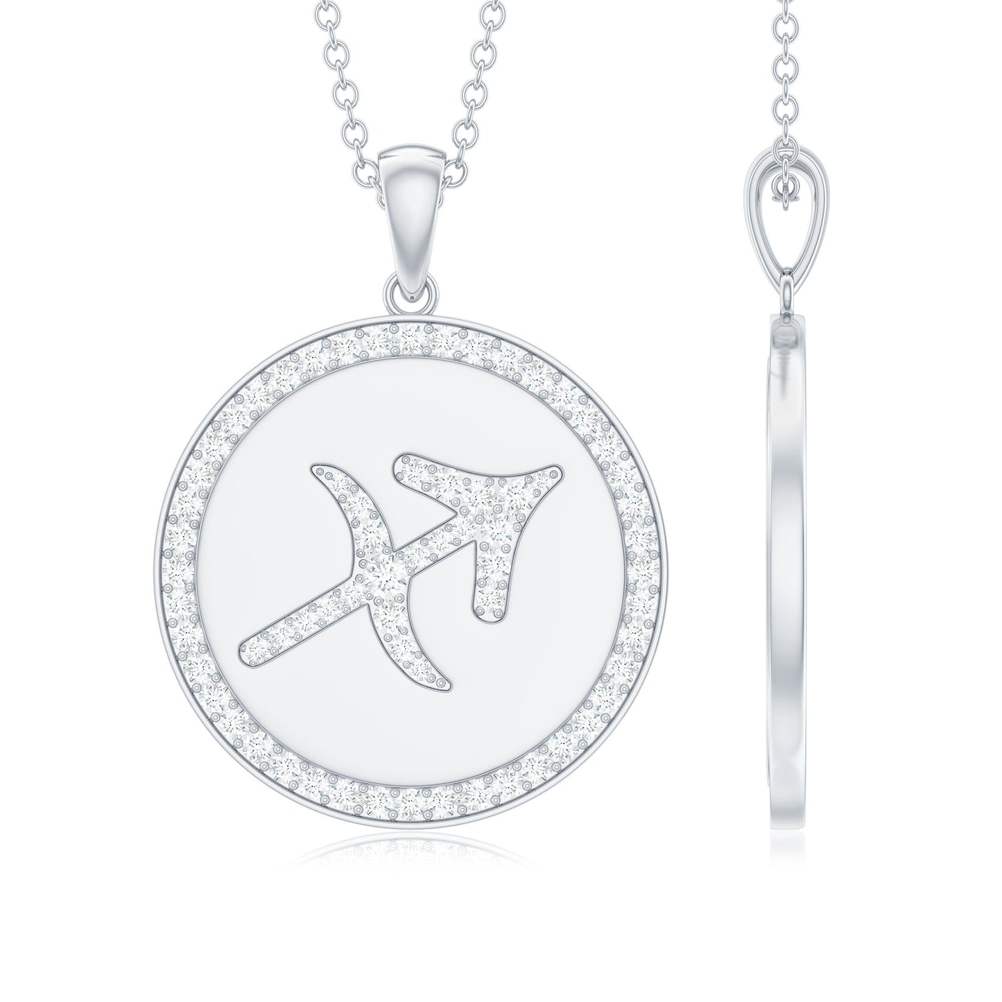 Moissanite and Disc Sagittarius Zodiac Sign Pendant