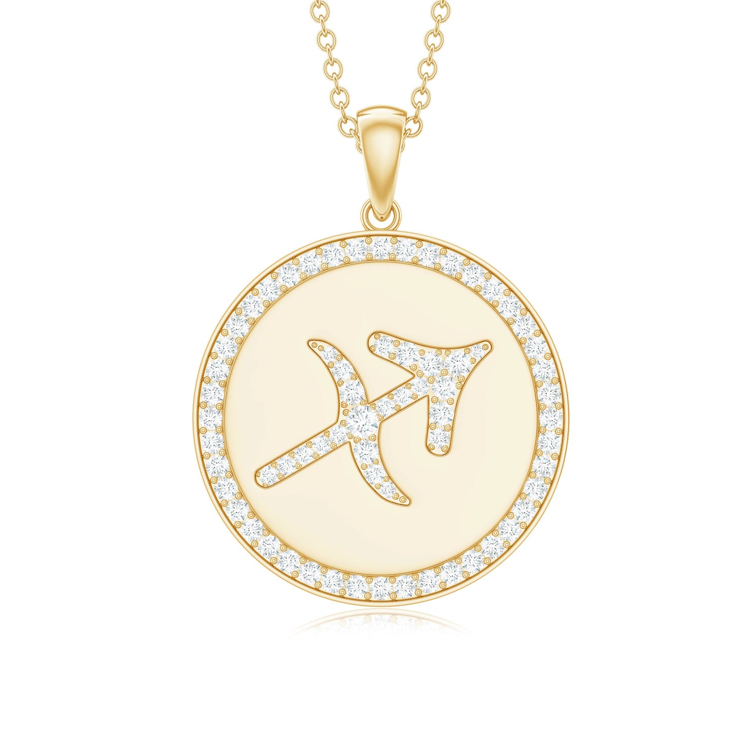 Moissanite and Disc Sagittarius Zodiac Sign Pendant