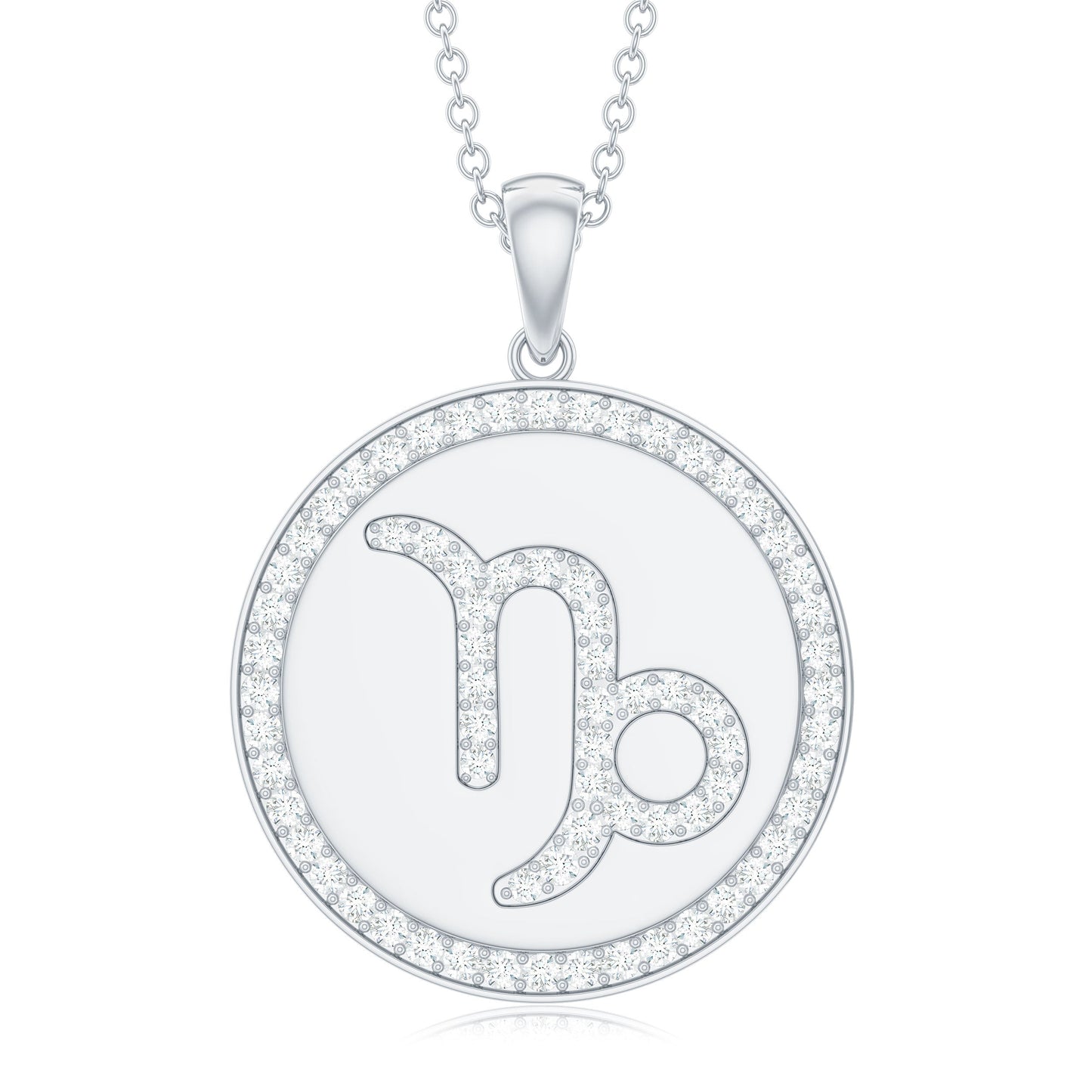 Certified Moissanite Disc Capricorn Zodiac Pendant