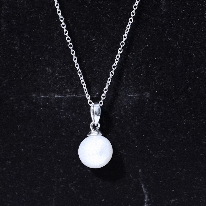 Natural 7.4 Carat Freshwater Pearl Solitaire Drop Necklace With Chain