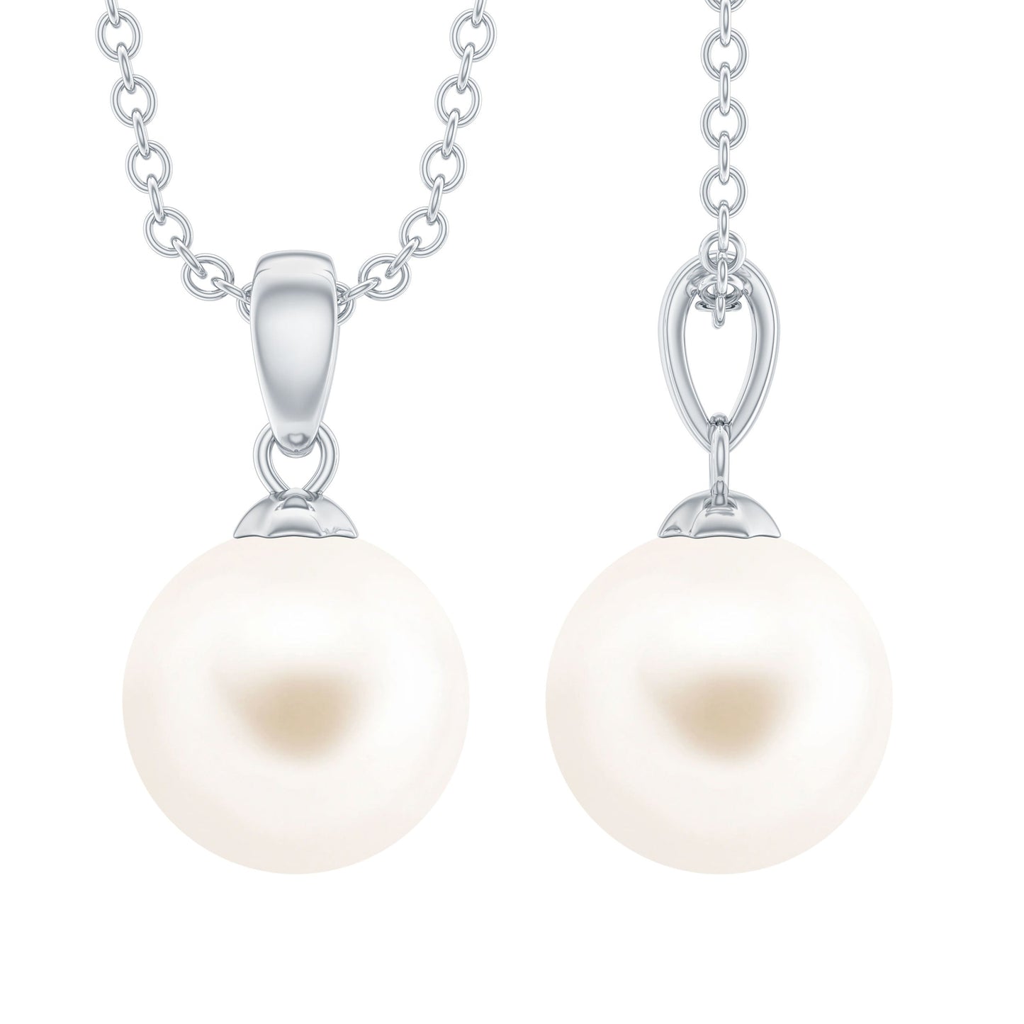 Natural 7.4 Carat Freshwater Pearl Solitaire Drop Necklace With Chain