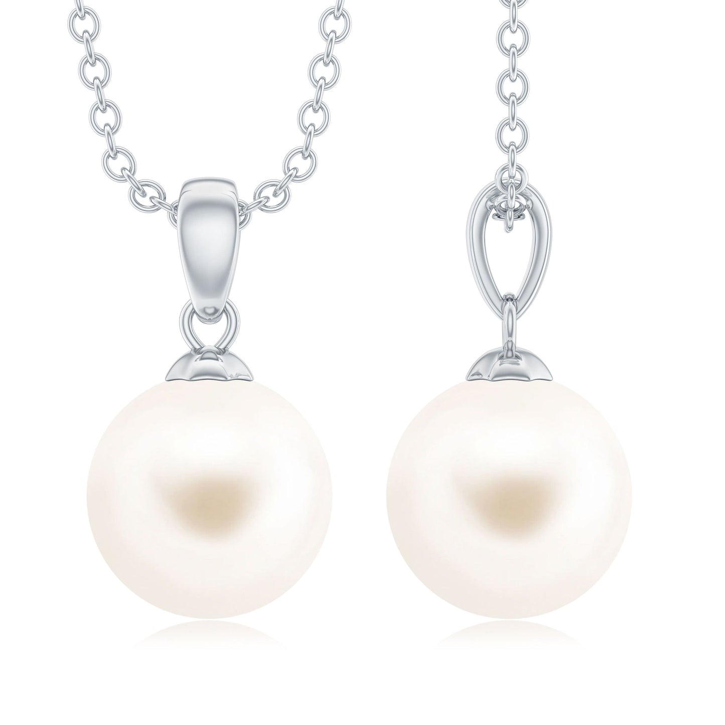 Natural 7.4 Carat Freshwater Pearl Solitaire Drop Necklace With Chain