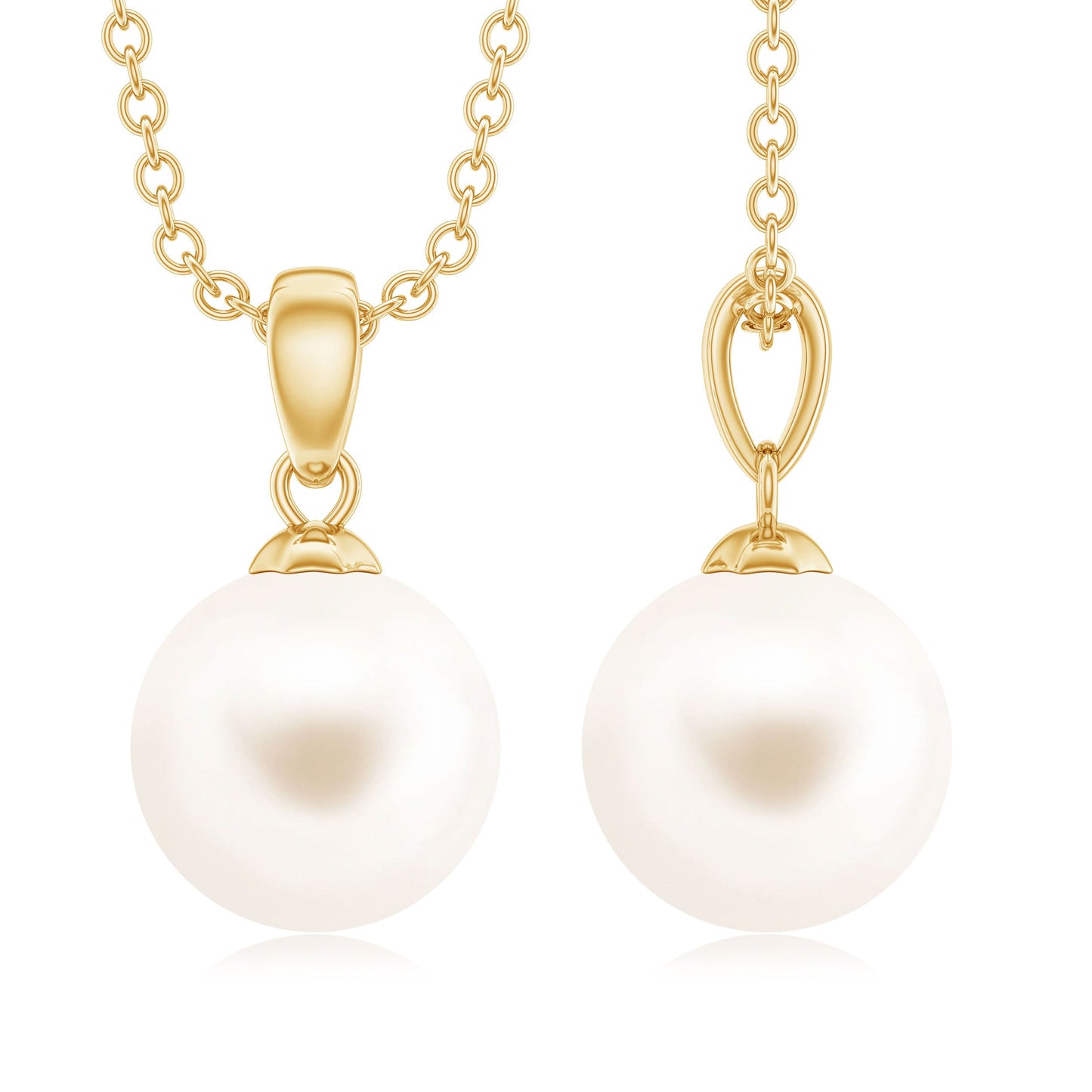 Natural 7.4 Carat Freshwater Pearl Solitaire Drop Necklace With Chain