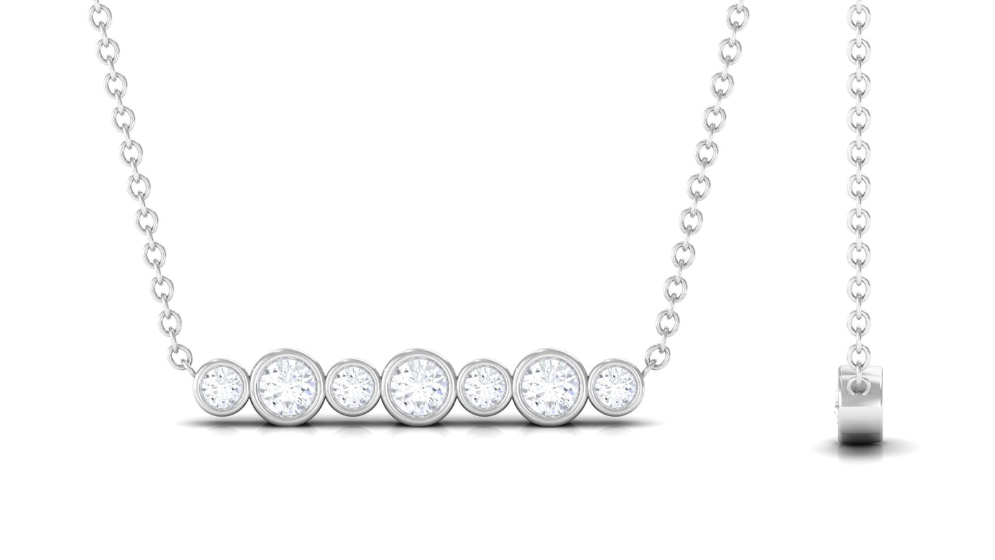 Bezel Set Natural Diamond Horizontal Bar Necklace