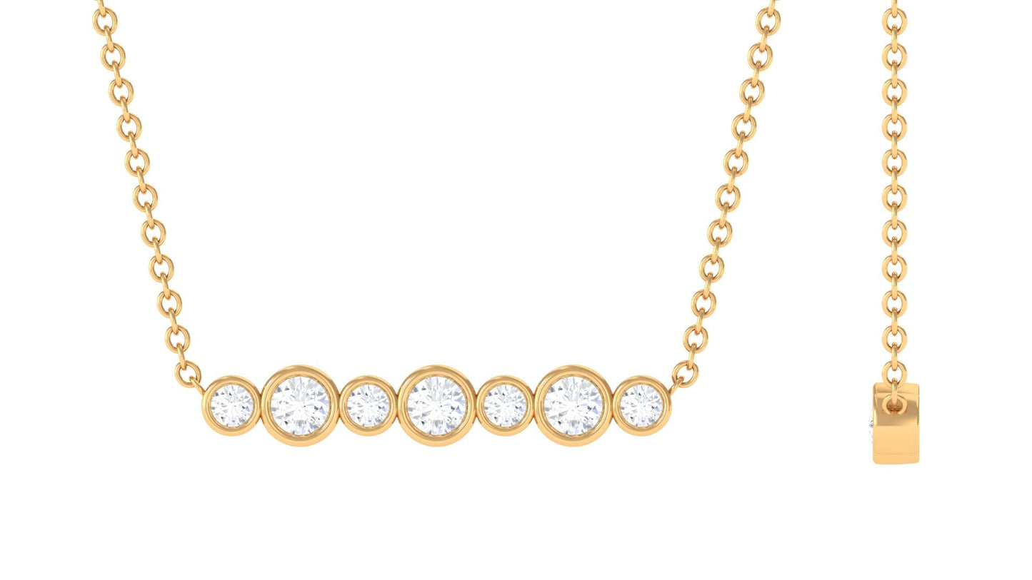 Bezel Set Natural Diamond Horizontal Bar Necklace