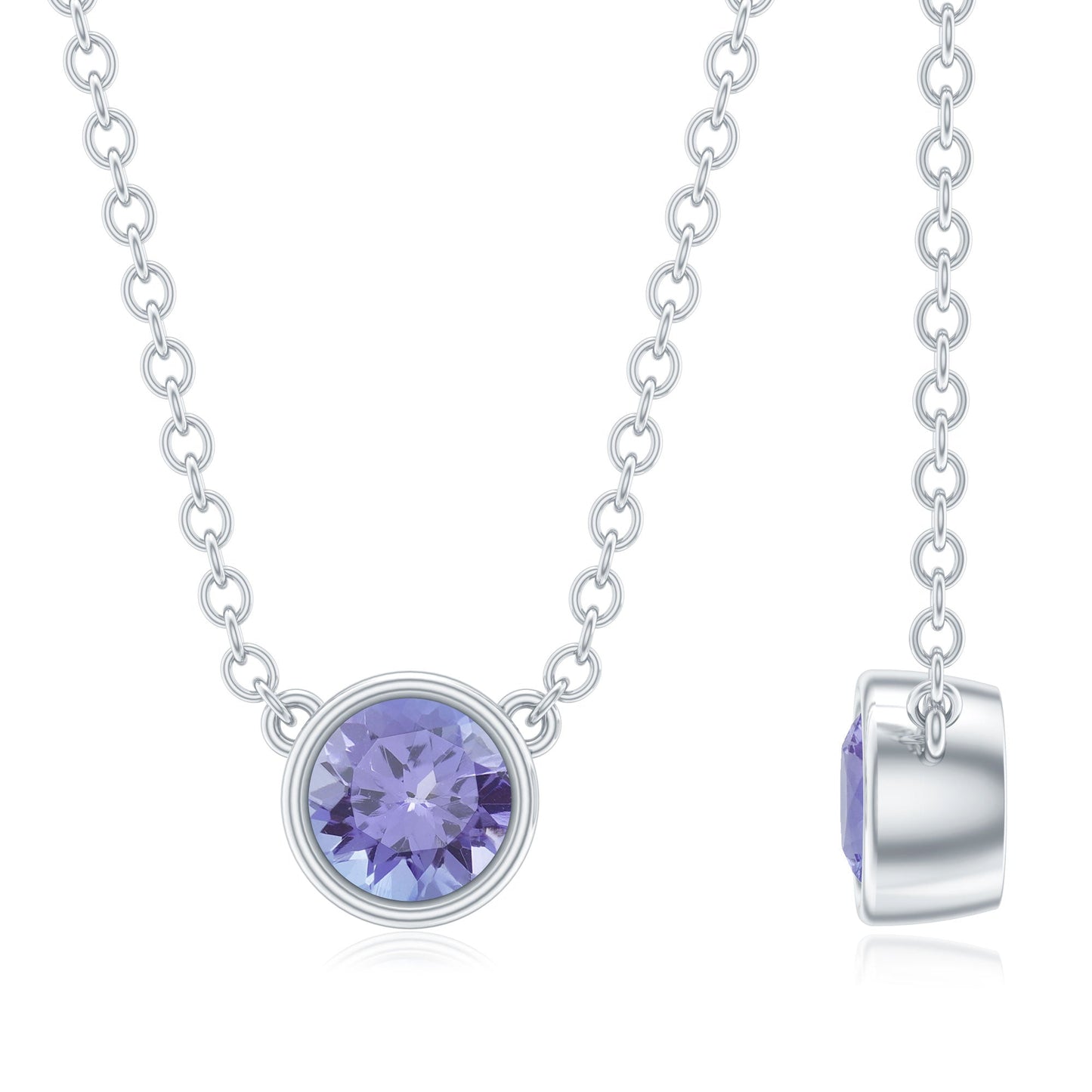 1/2 CT Tanzanite Solitaire Necklace in Bezel Setting