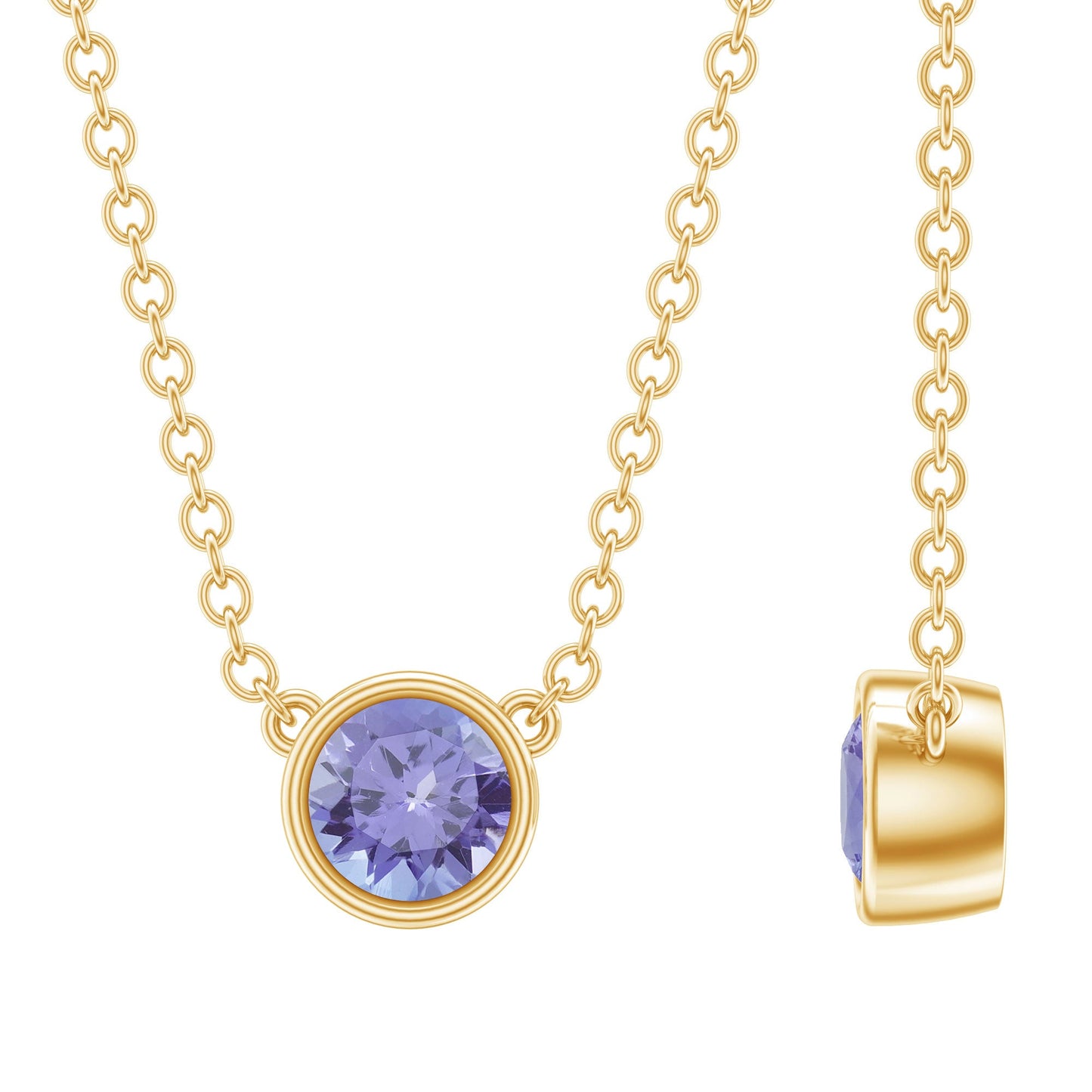 1/2 CT Tanzanite Solitaire Necklace in Bezel Setting