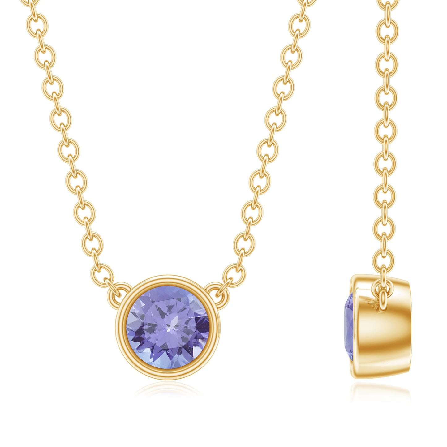 1/2 CT Tanzanite Solitaire Necklace in Bezel Setting