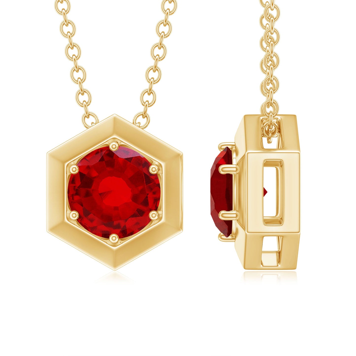 1.37 Carat Lab Created Ruby Solitaire Pendant Necklace
