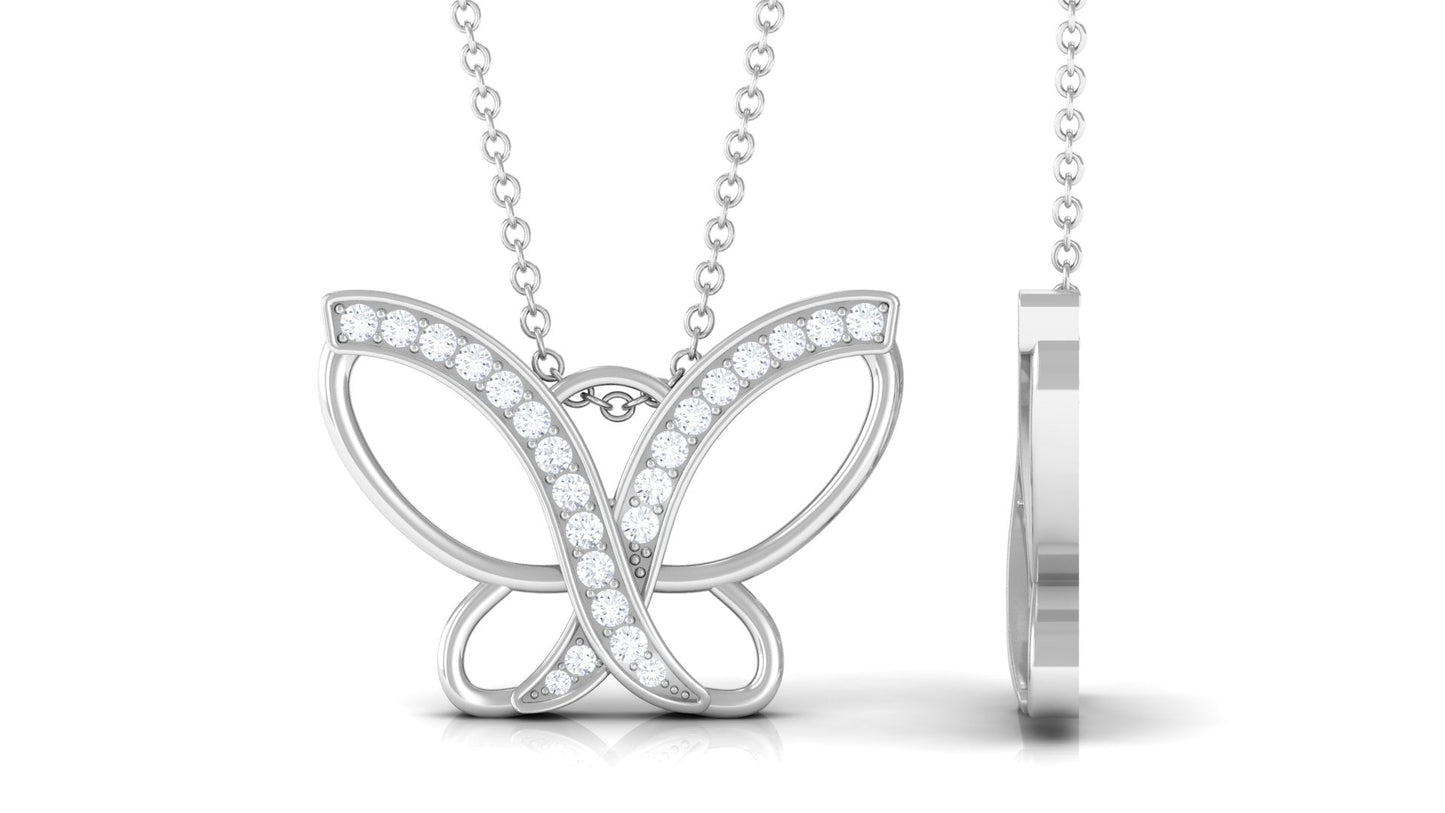 Diamond Butterfly Pendant Necklace For Women