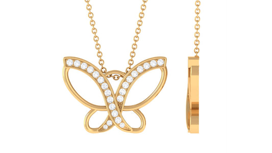 Diamond Butterfly Pendant Necklace For Women