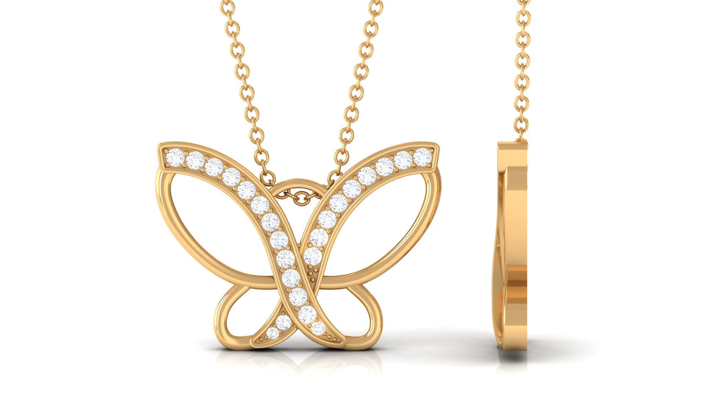 Diamond Butterfly Pendant Necklace For Women