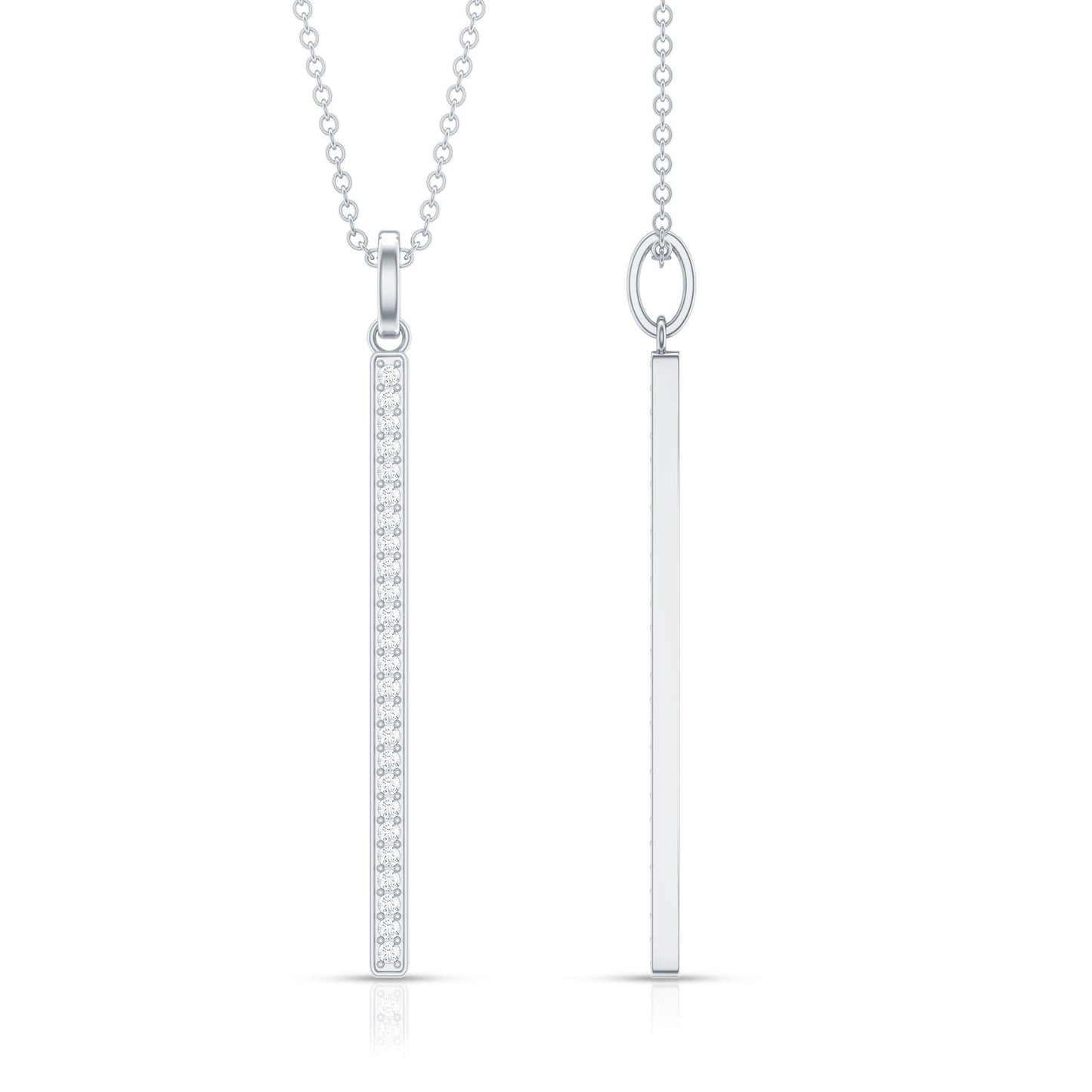 Round Cut Diamond Bar Necklace For Women