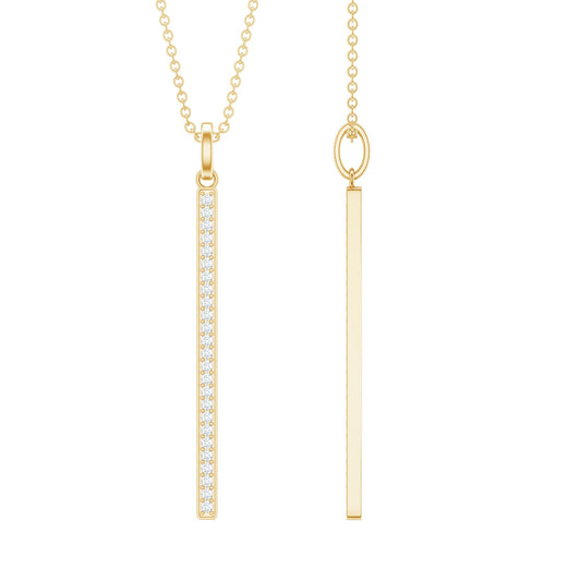 Round Cut Diamond Bar Necklace For Women