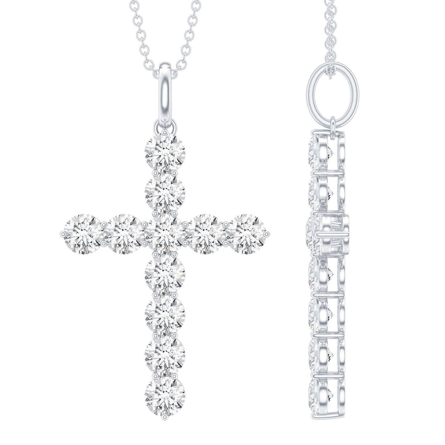 Certified Round Moissanite Cross Pendant Necklace