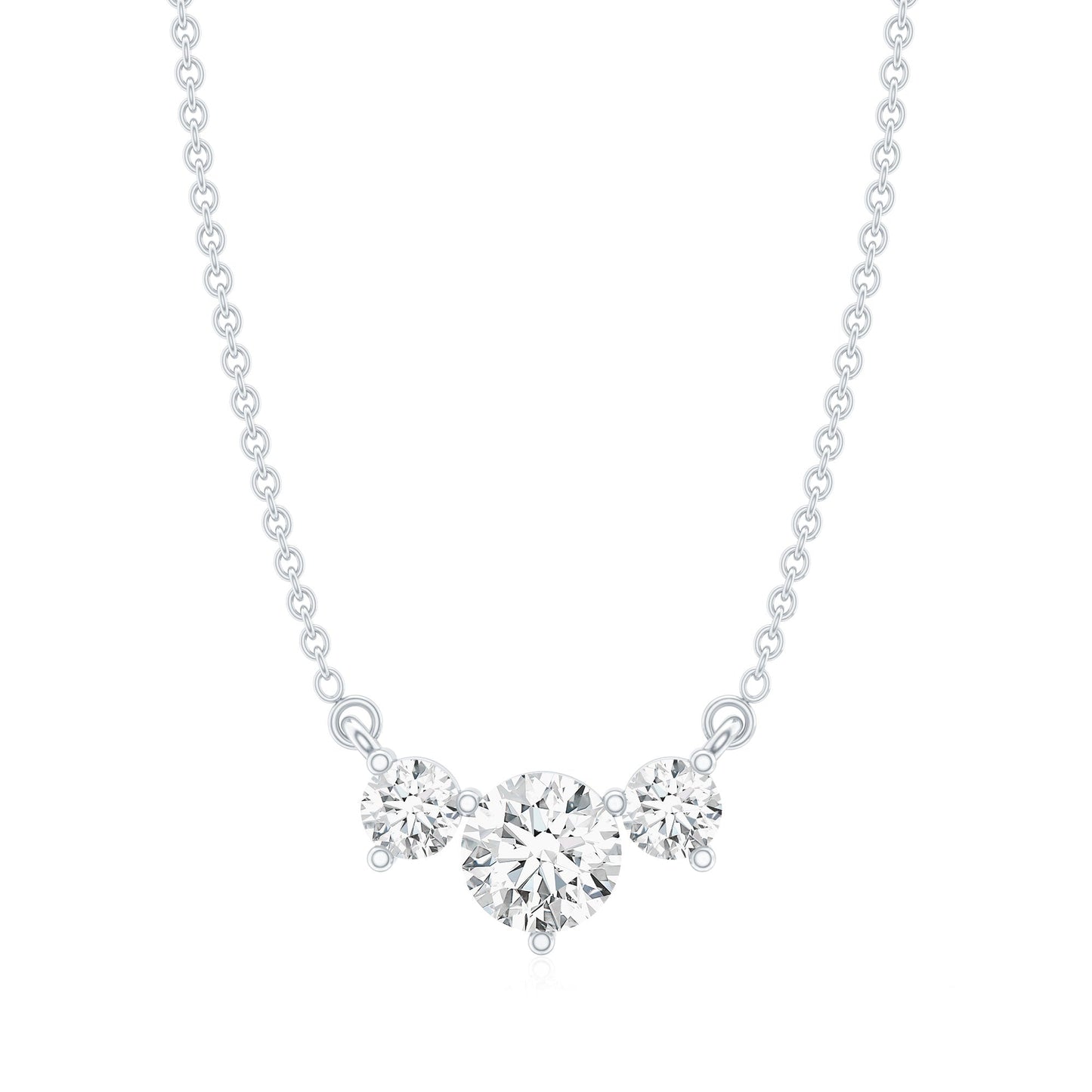 Certified Moissanite Three Stone Stackable Necklace