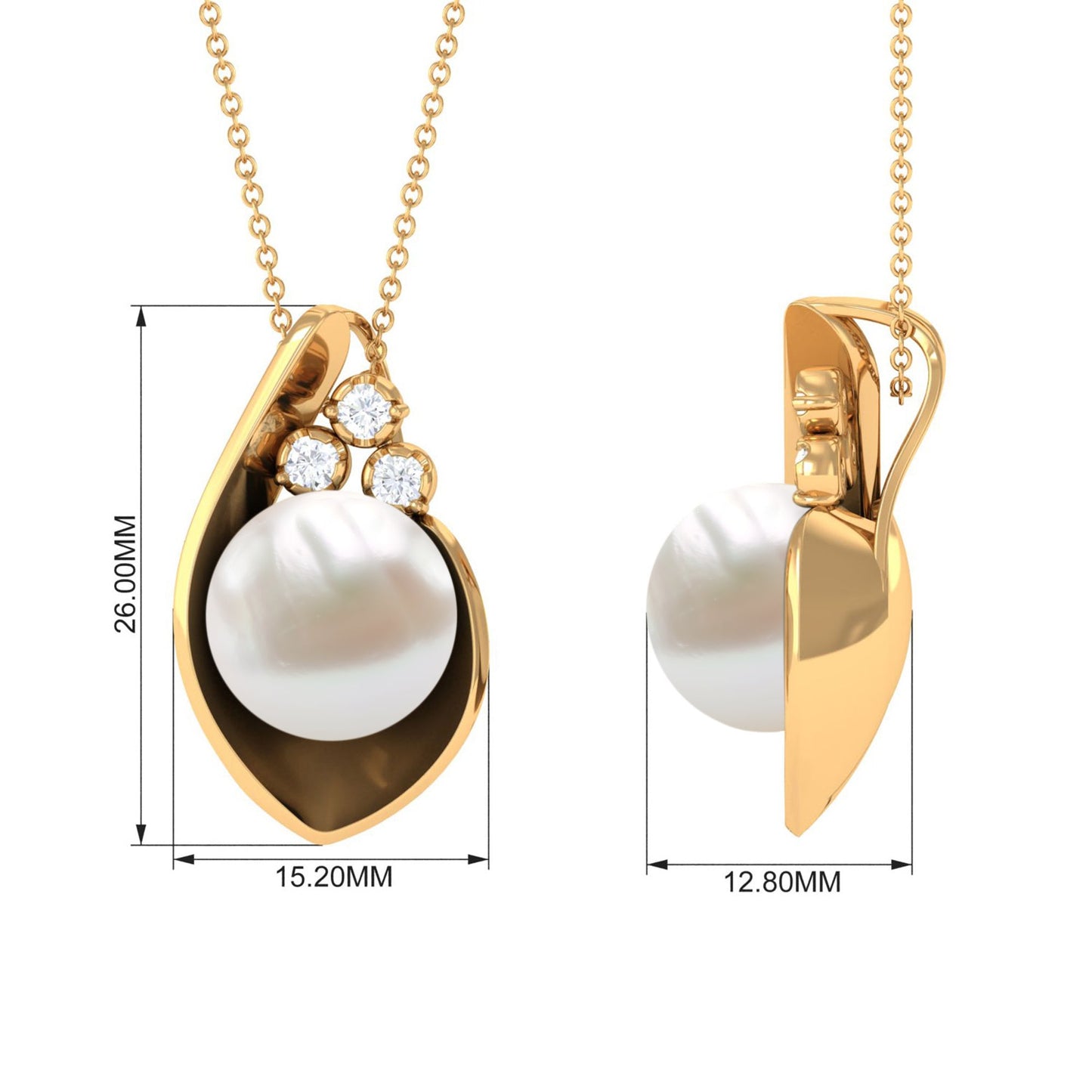 11 Carat Real Freshwater Pearl Pendant with Diamond