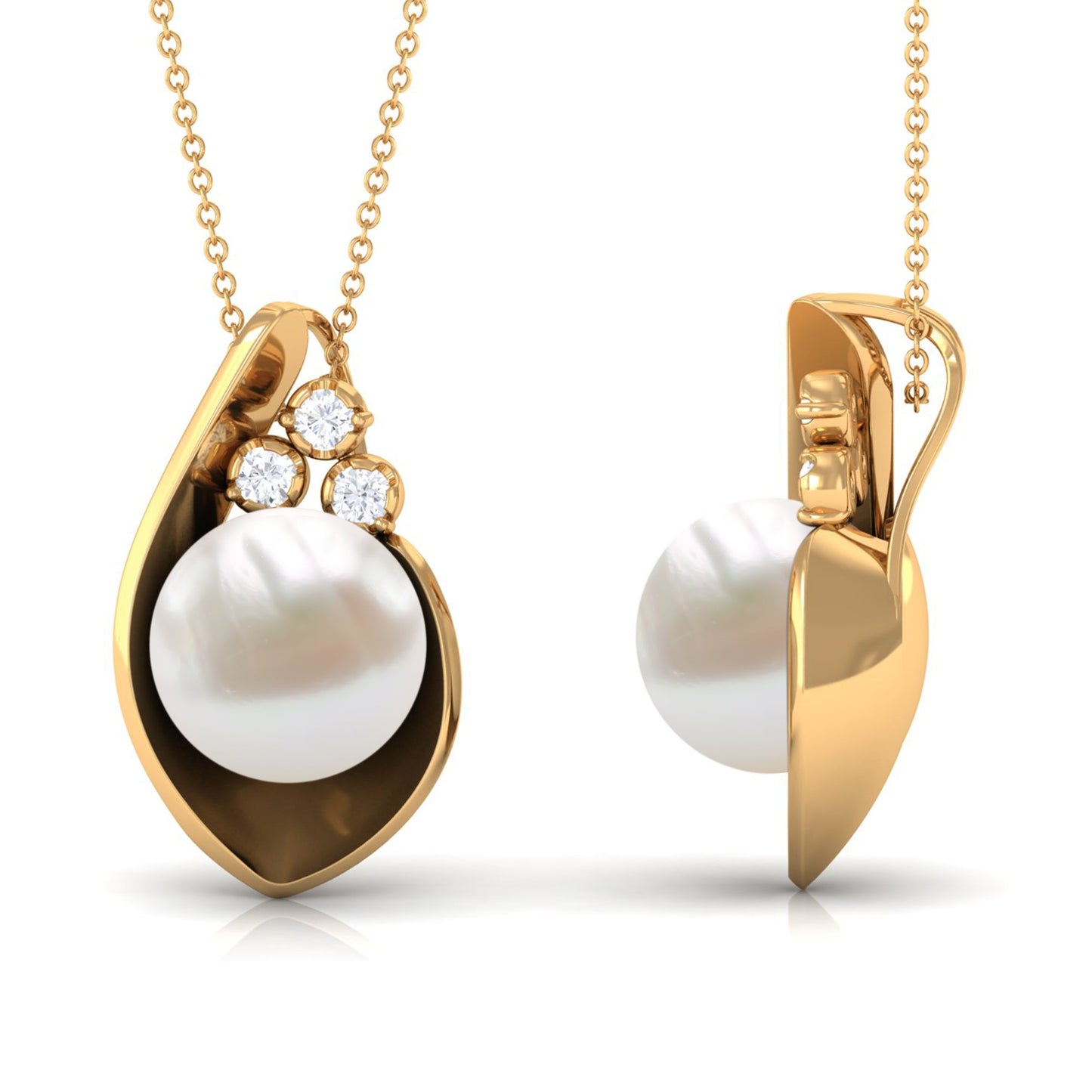 11 Carat Real Freshwater Pearl Pendant with Diamond