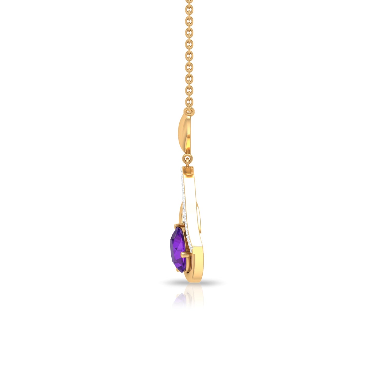 Certified 1.2 Carat Amethyst Heart Necklace with Diamond