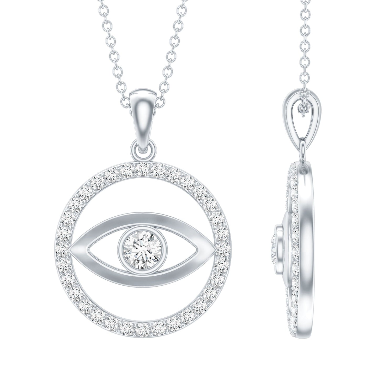 Certified Moissanite Evil Eye Pendant with Eternity