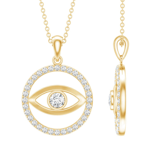 Certified Moissanite Evil Eye Pendant with Eternity