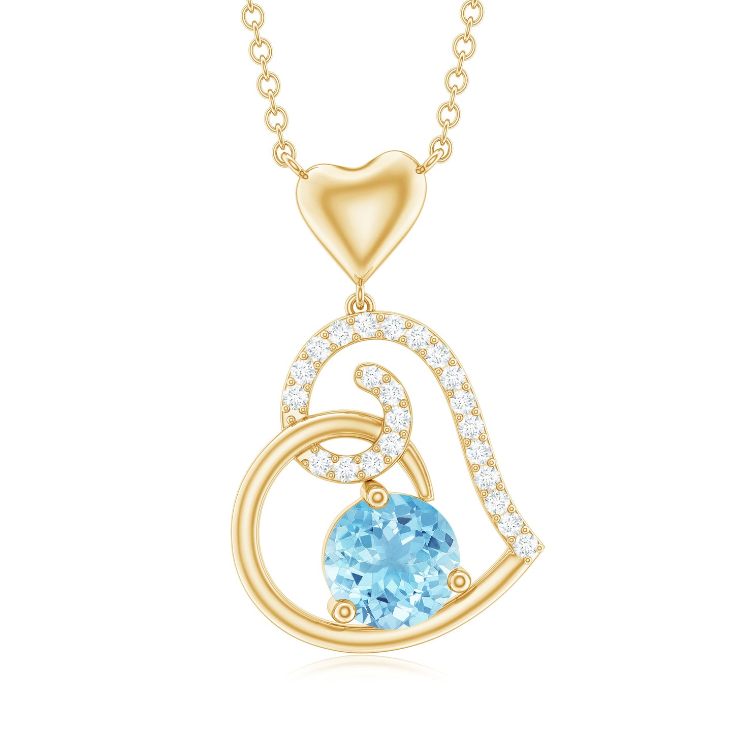 0.8 Carat Aquamarine and Diamond Heart Drop Pendant